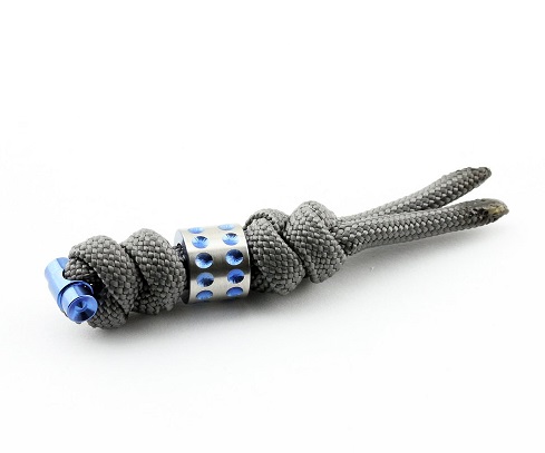 Chris Reeve Sebenza Small Lanyard, Charcoal, Blue Dot Bead