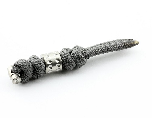 Chris Reeve Sebenza Small Lanyard, Charcoal, Silver Dot Bead - Click Image to Close