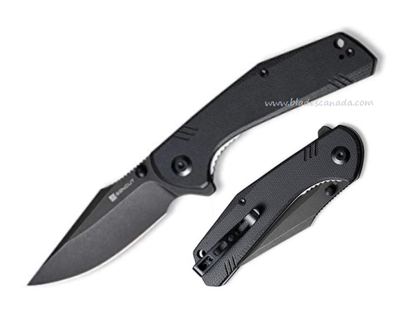 SENCUT Actium Flipper Folding Knife, D2 Black SW, G10 Black, SA02C - Click Image to Close