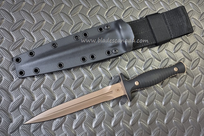 Spartan Blades George V-14 Dagger Knife, S45VN FDE, G10 Black, Kydex Sheath - Click Image to Close