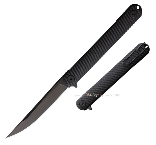 Spartan Nemec Flipper Folding Knife, S35VN Black SW, Caron Fiber, SBSFBL12CF