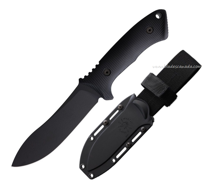 Spartan Blades Harsey Nessmuk Fixed Blade Knife, 1095 Carbon Black, Nylon Black, SBSL005BK