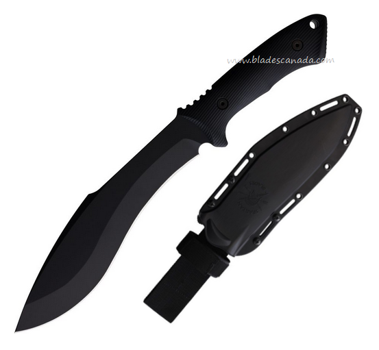 Spartan Harsey Fixed Blade Kukri Machete, 1095 Cro-Van Black, G10 Black, SBSL007BK