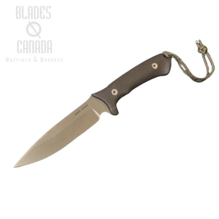 (image for) Spartan Blades Harsey Difensa Fixed Blade Knife, CPM MagnaCut FDE, Micarta Green, Kydex Sheath, SB19DEGRKYTN