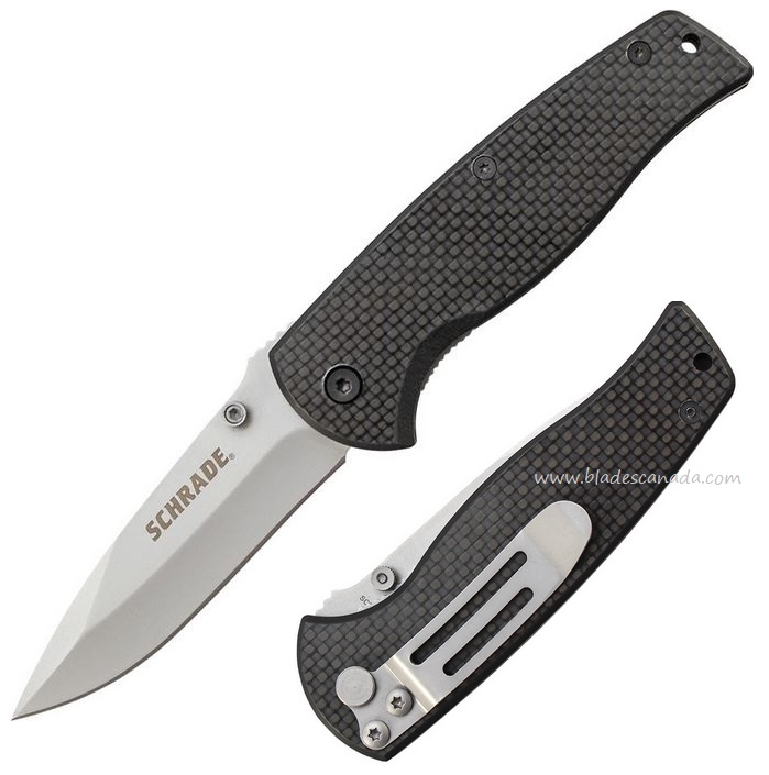 Schrade Folding Knife, Carbon Fiber Onlay, SCH403 - Click Image to Close