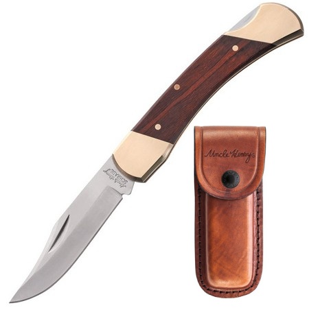 Schrade Uncle Henry Bear Paw Folder, Stainless, Wood Handle, SCHLB7