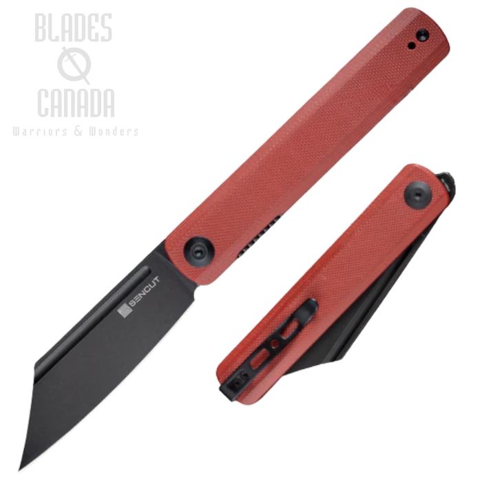 (image for) SENCUT Bronte Flipper Folding Knife, Black SW Blade, G10 Burgundy, SA08D
