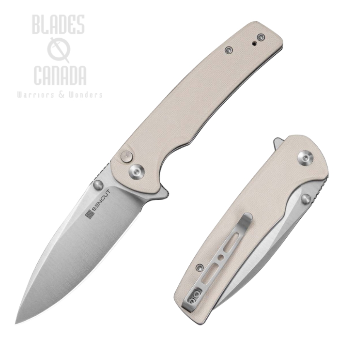 (image for) SENCUT Sachse Flipper Button Lock Folding Knife, Satin Blade, G10 Ivory, S21007-7