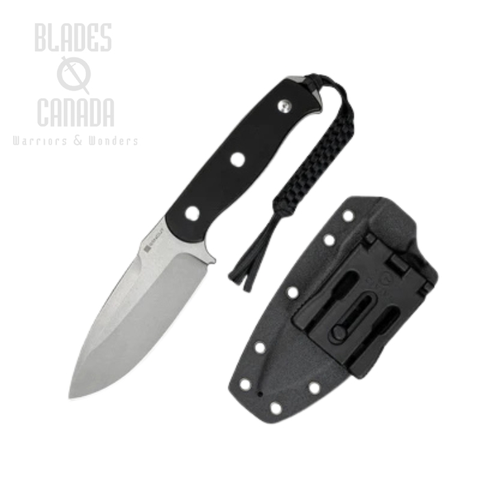 Sencut Toxodon Fixed Blade Knife, Stonewash Blade, G10 Black, Kydex Sheath, S24036-1