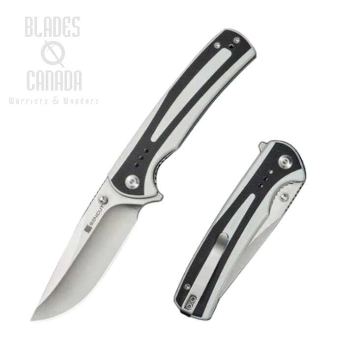 SENCUT Regnator Flipper Folding Knife, Satin Blade, G10 White/Black, S24057-3