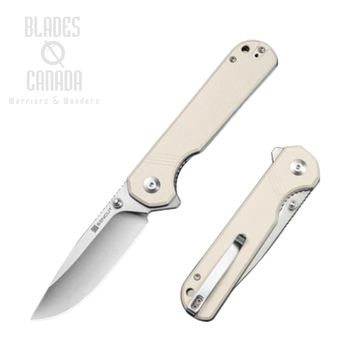 Sencut Aetheris Flipper Folding Knife, Satin Blade, G10 Ivory, S24095-1
