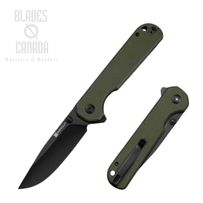 Sencut Aetheris Flipper Folding Knife, Black Blade, G10 OD Green, S24095-2 Sencut Aetheris Flipper Folding Knife, Black Blade, G10 OD Green, S24095-2