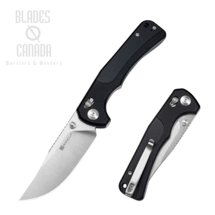 SENCUT Slybolt Crossbar Lock Folding Knife, Satin Blade, G10 Black, S25001-1