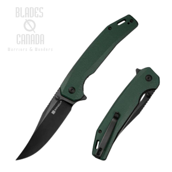 SENCUT Vornix Flipper Folding Knife, Black Blade, G10 Teal Green, S25038-1