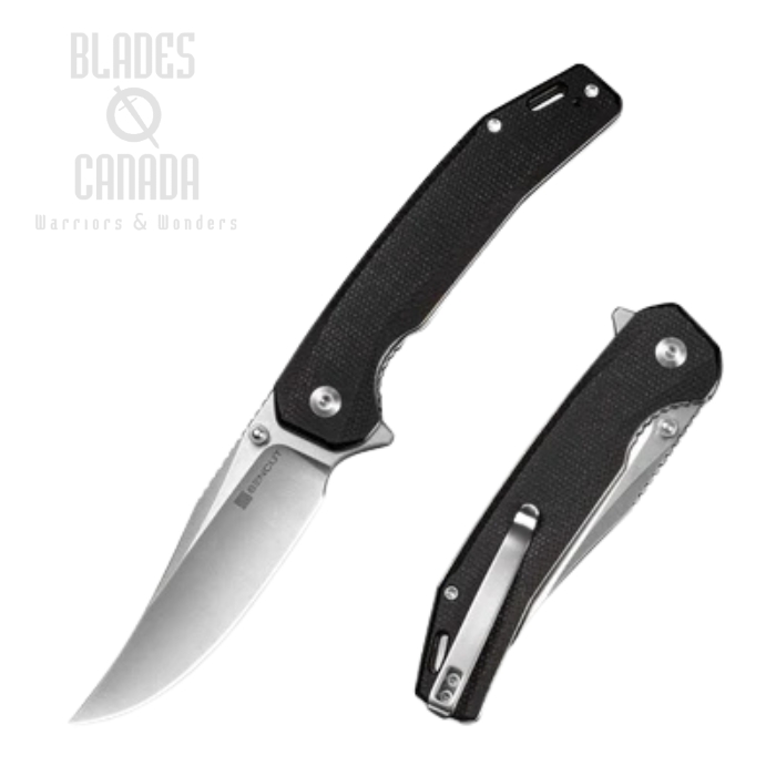 SENCUT Vornix Flipper Folding Knife, Satin Blade, Micarta Black, S25038-2