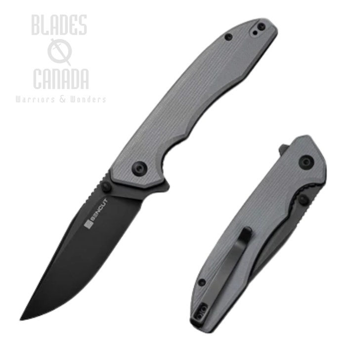 SENCUT Sylor Flipper Folding Knife, D2 Black, G10 Gray, S25056-1