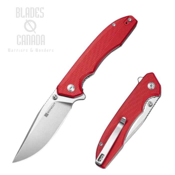 SENCUT Sylor Flipper Folding Knife, D2 Stonewash, G10 Red, S25056-3