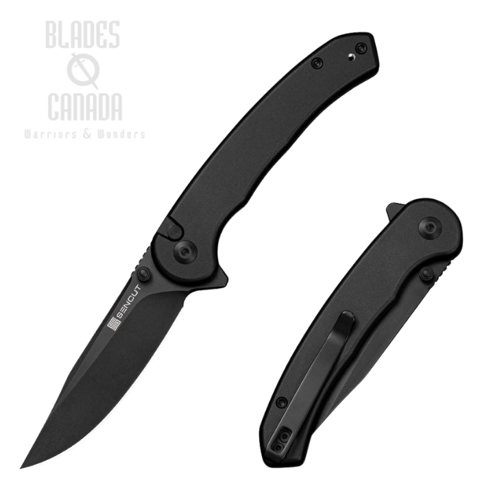 (image for) SENCUT Ingot Flipper Button Lock Folding Knife, D2 Black, Aluminum Black, S25102-2