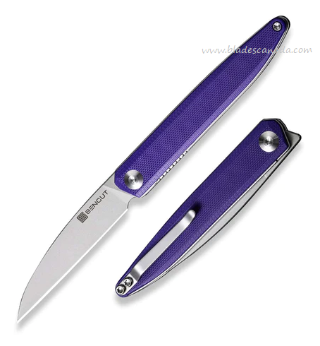 SENCUT Jubil Flipper Folding Knife, D2 Stonewash, G10 Purple, 20029-1