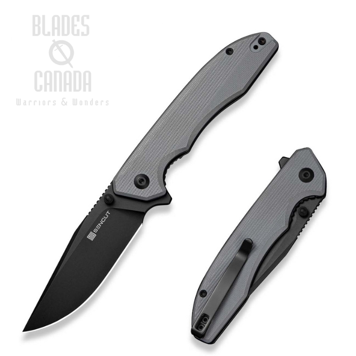 SENCUT Sylor Flipper Folding Knife, D2 Black, G10 Gray, S25056-1