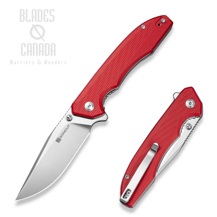 SENCUT Sylor Flipper Folding Knife, D2 Stonewash, G10 Red, S25056-3