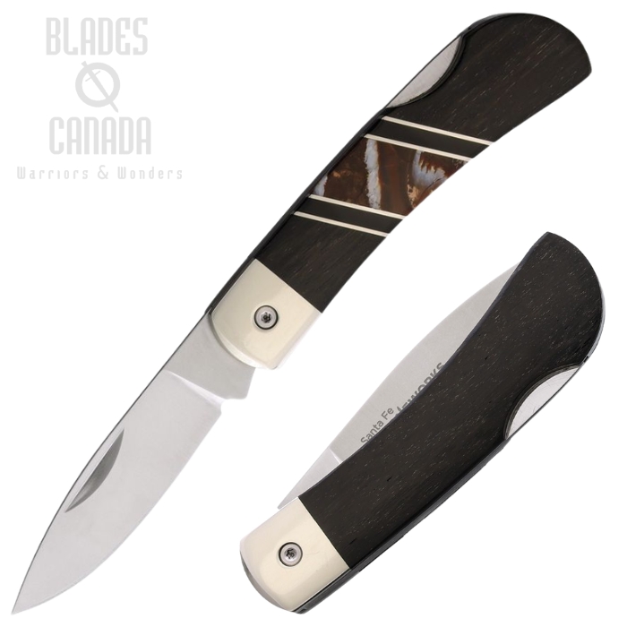 (image for) Santa Fe Stoneworks Lockback Folding Knife, Stainless Satin, Bog Oa/Mammoth Molar, SFJS60M