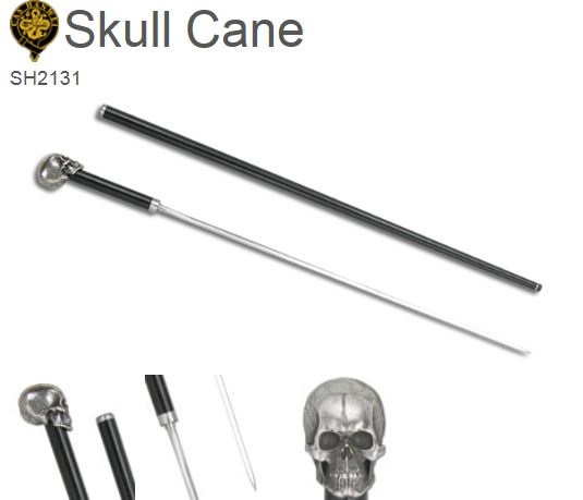 Hanwei Skull Cane, Tempered Carbon Steel, SH2131