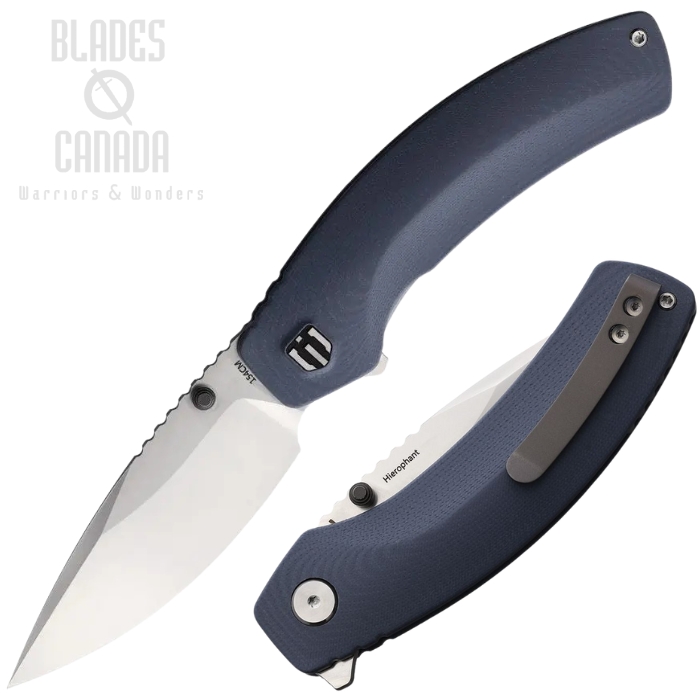 Shieldon Hierophant Flipper Folding Knife, 154CM Satin, G10 Blue-Grey, SHIMS01A Shieldon Hierophant Flipper Folding Knife, 154CM Satin, G10 Blue-Grey, SHIMS01A