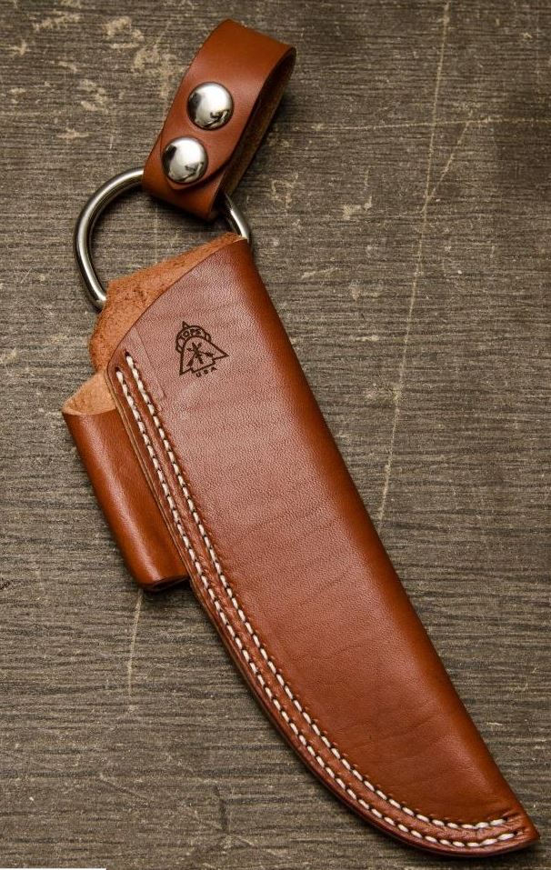 TOPS Bushcraft Brown Leather Sheath, Firestarter & Whistle, SHLBUSHBRN