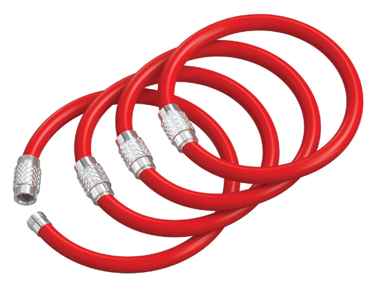 Silipac Twist Lock Cable Ring, Stainless/Silicone Red, Pack of 4, SIL004NRED
