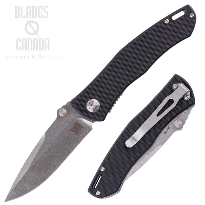 SKIF Swing Folding Knife, Stonewash Blade, G10 Black, SKFIS002B