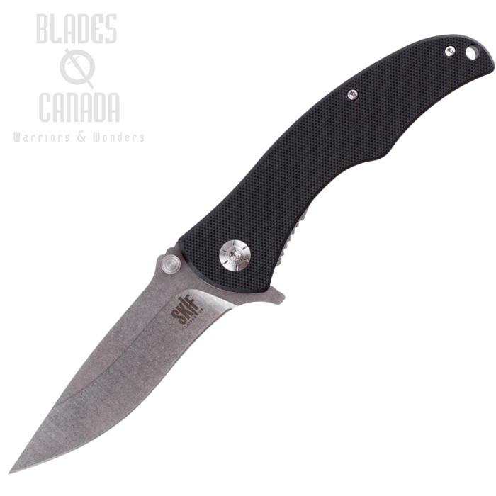 SKIF Boy Flipper Folding Knife, Stonewash Blade, G10 Black, SKFIS008B