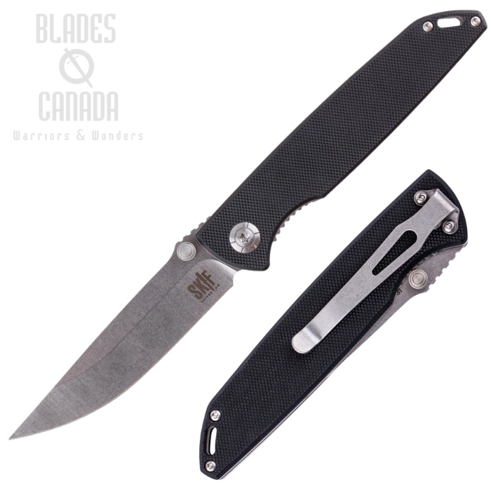 SKIF Stylus Folding Knife, Stonewash Blade, G10 Black, SKFIS009B