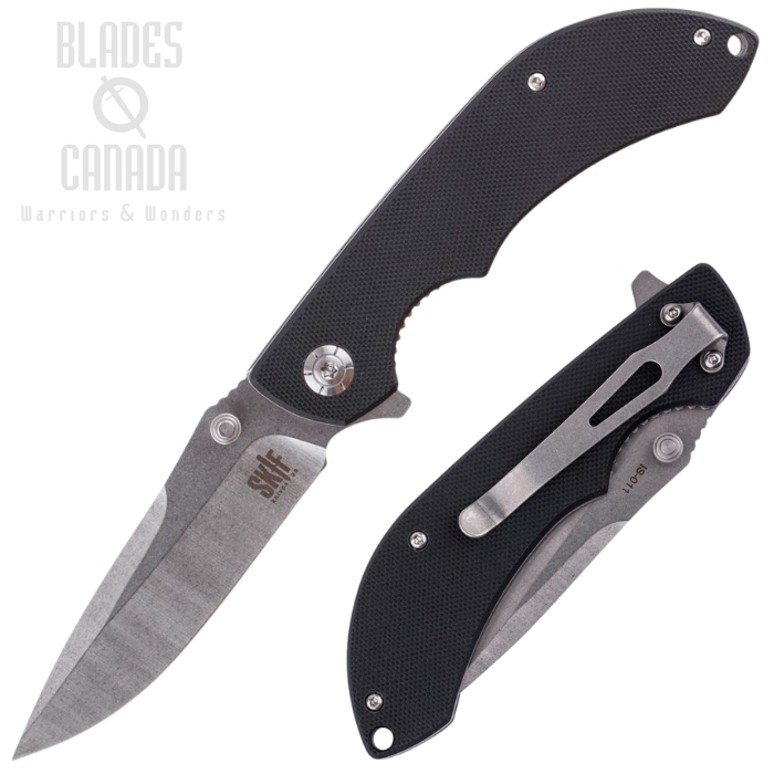 SKIF Spike Flipper Folding Knife, Stonewash Blade, G10 Black, SKFIS011B