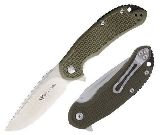 (image for) Steel Will Cutjack Flipper Folding Knife, D2 Steel, FRN OD Green, C22-1OD