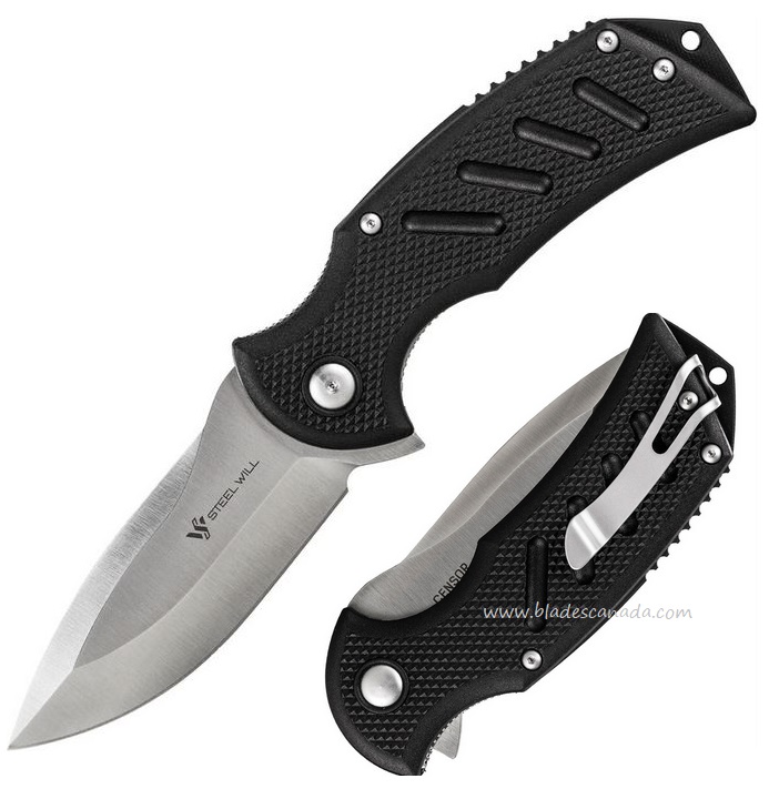Steel Will Censor Flipper Folding Knife, D2 Steel, FRN Black, F13-A1 - Click Image to Close