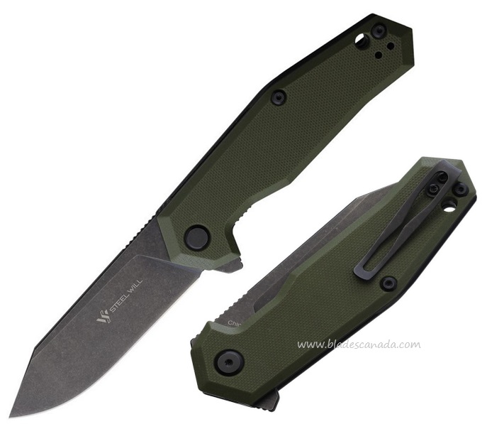 Steel Will Tenet 2 Flipper Folding Knife, D2 Steel, Green G10, SMGF3133
