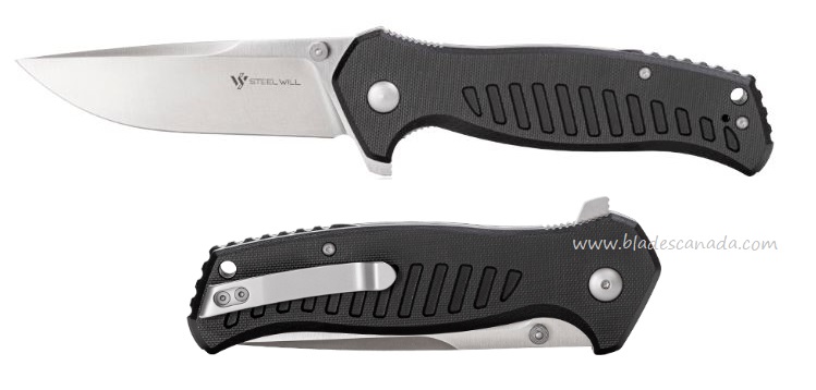 Steel Will Barghest Flipper Folding Knife, D2 Satin, G10 Black, F3701 - Click Image to Close