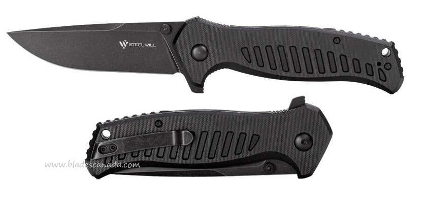 Steel Will Barghest Flipper Folding Knife, D2 Satin, G10 Black, F3703 - Click Image to Close
