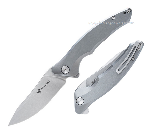 Steel Will Spica Flipper Folding Knife, 154CM SW, Aluminum Silver, SMGF4427