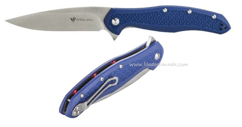 Steel Will Intrigue Flipper Folding Knife, D2 Satin, FRN Blue, F45-17