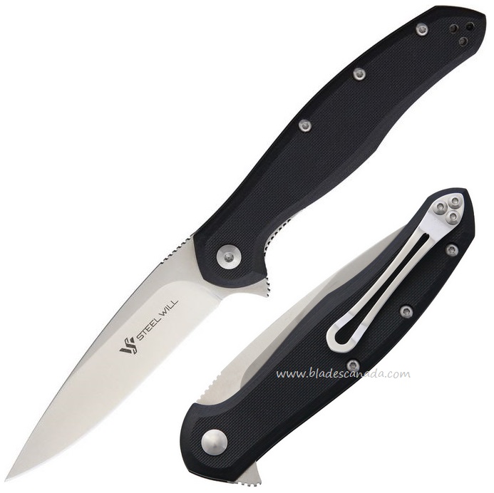 Steel Will Mini Intrigue Flipper Folding Knife, M390 Satin, G10 Black, F45M-31