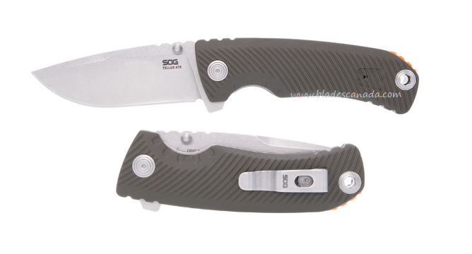 SOG Tellus ATK Assited Opening Folding Knife, 440C SW, GRN Olive Drab, 11-06-01-43