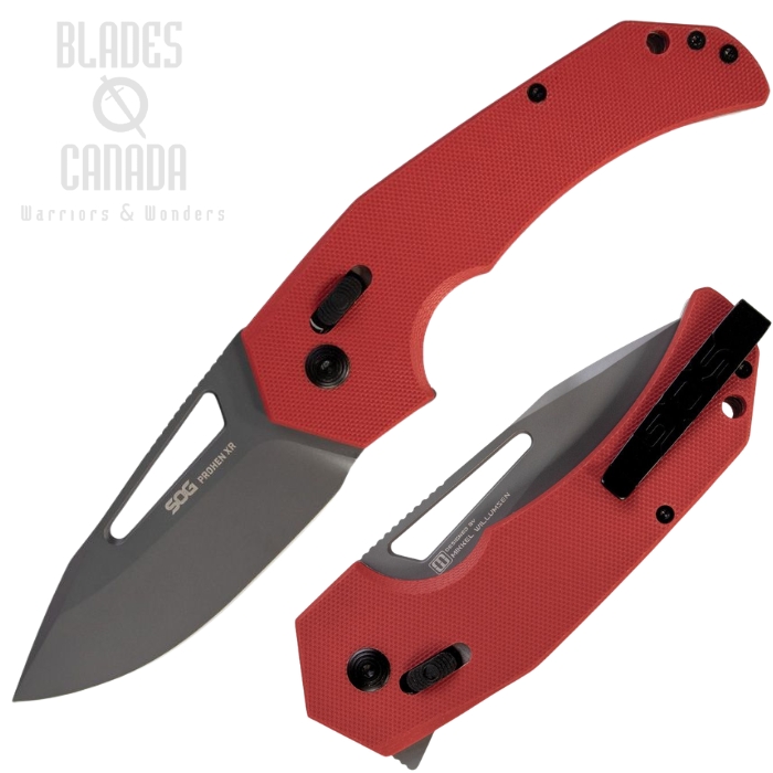 (image for) SOG Prohen XR Lock Folding Knife, D2 Grey Satin, G10 Red, SOG-12-25-02-57