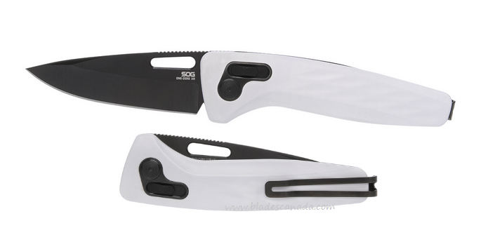 SOG One-Zero XR Folding Knife, CPM S35VN Black, Aluminum White/Blk Chrome, 12-73-05-57