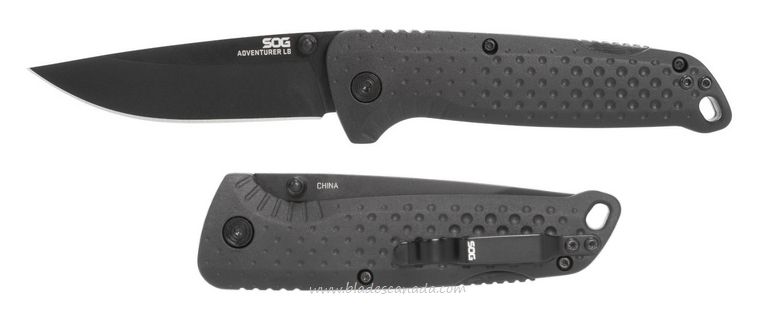 SOG Adventurer Folding Knife, Black Blade, GRN Black, 13-11-01-43