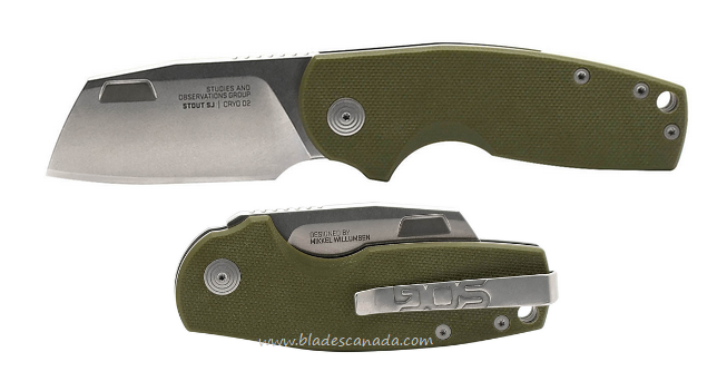 SOG Stout SJ Slipjoint Folding Knife, D2 Cleaver SW, G10 OD Green, 16-03-06-57