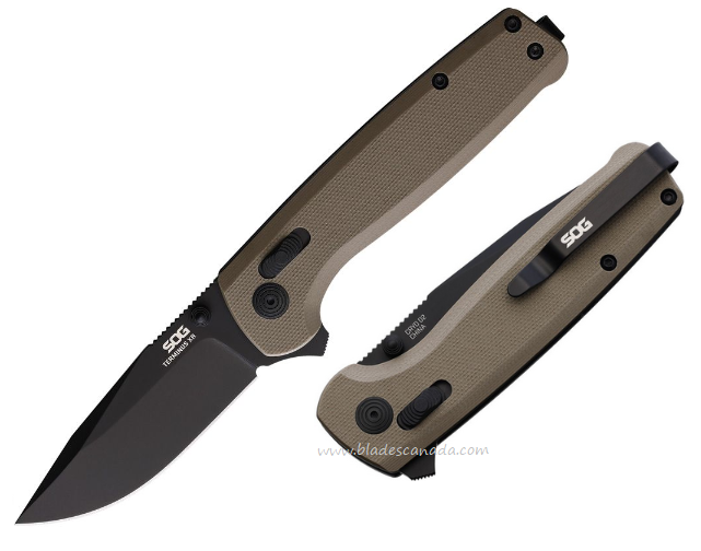 SOG Terminus XR-Lock Flipper Folding Knife, D2 Black, G10 Tan, TM1048