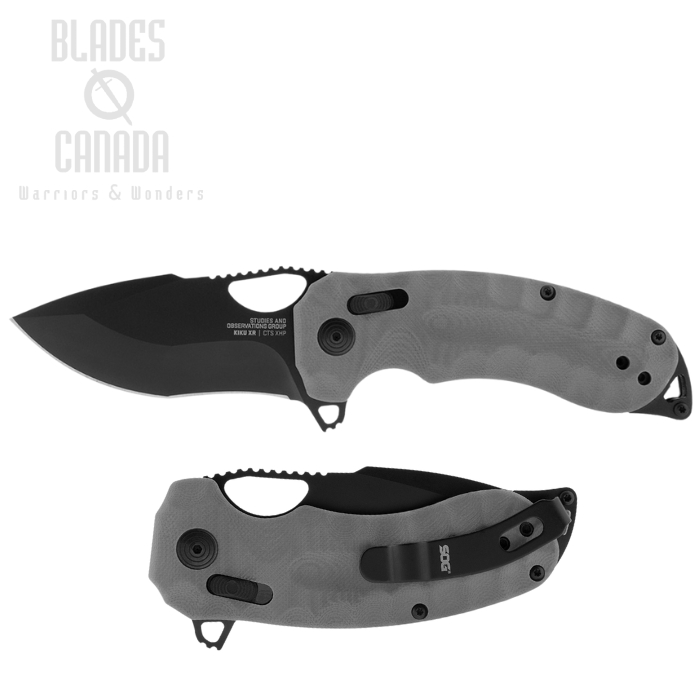 SOG Kiku XR Flipper Folding Knife, Assisted Opening, CTS XHP Black, G10 Gray, SOG-12-27-06-57