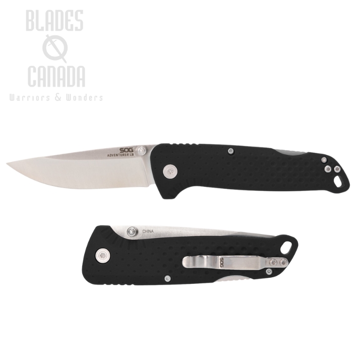 SOG Adventurer LB Folding Knife, Satin Blade, GRN Black, SOG-13-11-08-43